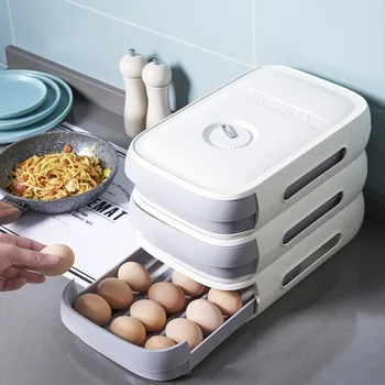 1 шт. выдвижной ящик для хранения яиц, держатель для яиц большой емкости для холодильника, Органайзер для хранения яиц в домашних условиях