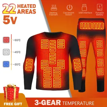 22 Зоны Нижнего белья с подогревом, Мужское термобелье, куртка с подогревом, USB-электрическое термобелье с подогревом, Зимняя одежда с подогревом, Мужская