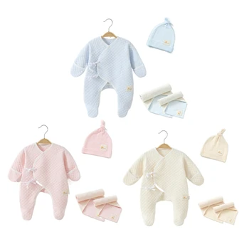 4 шт., шапочка-тюрбан для младенцев, детское полотенце, комплект одежды для новорожденных, подарочная коробка для душа