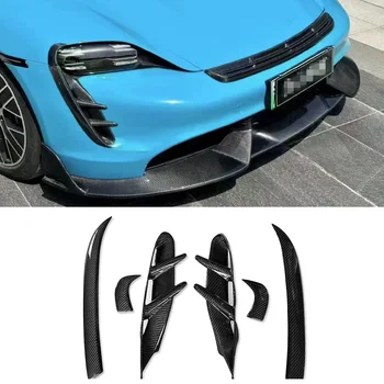6 шт. комплект спойлера воздухозаборника переднего бампера автомобиля из настоящего углеродного волокна для Porsche Taycan 2019-2023