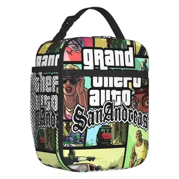Grand Theft Auto San Andreas Изолированная сумка для ланча для кемпинга, путешествий, видеоигр GTA, Герметичный кулер, термобокс для Бенто, Детская коробка
