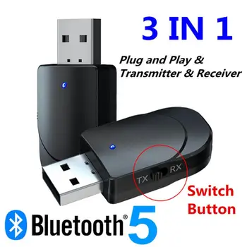 KN330 3 В 1 Bluetooth 5,0 Аудио Передатчик Приемник Два в одном USB Компьютер ТВ Адаптер Автомобильный Двойной Выход Для Динамиков Наушников