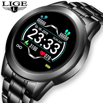 LIGE 2021 Новые Смарт-часы Мужские Женские Спортивные часы со светодиодным экраном Водонепроницаемый Фитнес-трекер для Android ios Шагомер SmartWatch + коробка