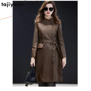 Tajiyane Куртка из натуральной кожи для Женщин 2023, Элегантные Кожаные Куртки средней длины, Женская Корейская Мода, пальто из натуральной овчины SGG