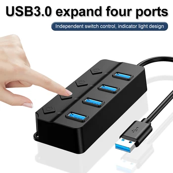 USB 3.0 4-портовый концентратор-разветвитель, адаптер для настольных компьютеров Mac, ноутбуков, клавиатуры, мыши, мобильных жестких дисков емкостью 2 ТБ
