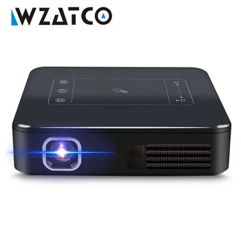 WZATCO D13 Android Мини Карманный Проектор 4k Smart Pico DLP Портативный светодиодный WIFI Встроенный аккумулятор Проектор для домашнего Кинотеатра