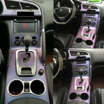 Автомобильный стайлинг Из 5D углеродного волокна, Внутренняя отделка Центральной консоли, изменение цвета, литье, наклейки Для Peugeot 3008 2013-2018