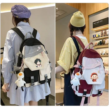 Аниме Genshin Impact Backpack, рюкзак для школьников, книжные сумки для ноутбука на молнии для детей