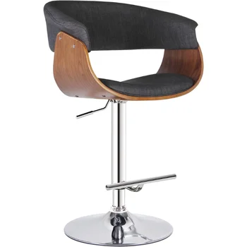 Барный стул AC Pacific в минималистичном дизайне, поворотный, с гидравлической регулировкой, с подлокотниками и хромированным полированным основанием, 26 