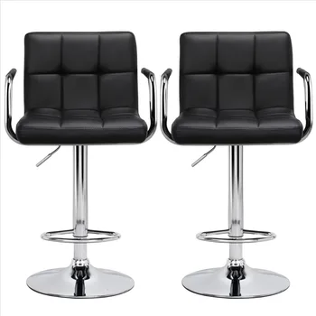 Барный стул Alden Design с поворотом на 360 градусов и регулируемой высотой, черный, Набор из 2