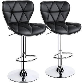 Барный стул из искусственной кожи с регулируемой спинкой Alden Design, комплект из 2 предметов, Черный стул для татуировки, барные стулья, табурет для стойки
