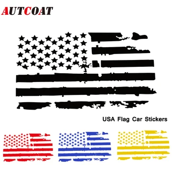 Виниловые наклейки AUTCOAT с потрепанным флагом США, наклейка на капот автомобиля, окно, панель инструментов, наклейка на бампер, большие размеры и крутые цвета