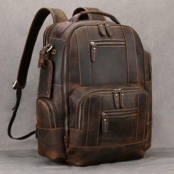 Винтажная модная мужская дорожная сумка из натуральной кожи, роскошный рюкзак, компьютерная сумка, дизайнерская сумка через плечо для мужчин, многофункциональная сумка