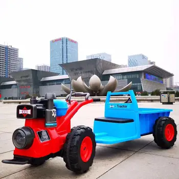 Детский прогулочный трактор, электрическая игрушечная машинка, на которой могут сидеть люди с ковшом, Детский автомобиль с двойным приводом, четырехколесный, негабаритный