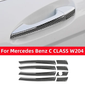 Для Mercedes Benz C CLASS W204 2007-2013 Наружная дверная ручка автомобиля Декоративная крышка Наклейка Из углеродного волокна Модифицированные аксессуары