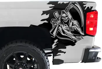 Заводские поделки, графический комплект для задней четверти панели Reaper, виниловая наклейка 3 М, Совместимая с Chevrolet Silverado 20142017 Matte2PCS