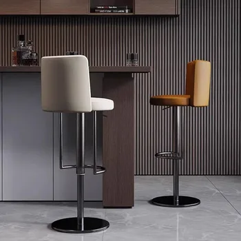Кожаный Роскошный барный стул Металлический Телескопический дизайн Барные стулья для гостиной Высококачественная Портативная кухонная мебель Taburete
