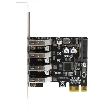 Конвертер Pci E в USB 3.0 Контроллер с 4 портами Удобная Стабильная защита порта чипа Двойной источник питания Бытовая электроника 5 Гбит/с