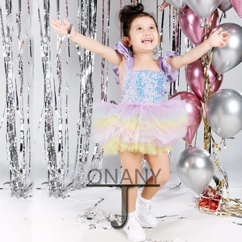 Короткое платье JONANY Lively с цветочным узором для девочек, яркое платье с блестками, сшитое на заказ На День рождения, Праздничный халат для причастия, Детская вечеринка