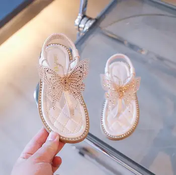Летняя детская обувь для девочек, модные детские сандалии принцессы для маленьких девочек, мягкая дышащая обувь с дырками и бантом