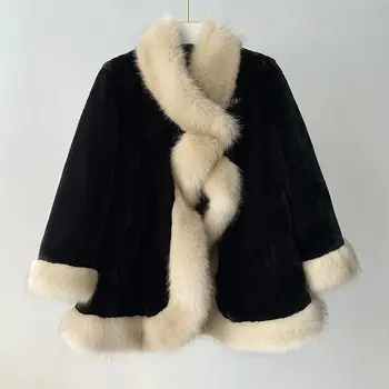 Лучшие куртки из лисьего меха для женщин, одежда, куртка из искусственного меха Лисы, Пальто для женщин, Меховая куртка со стоячим воротником, Зимнее женское холодное пальто T87