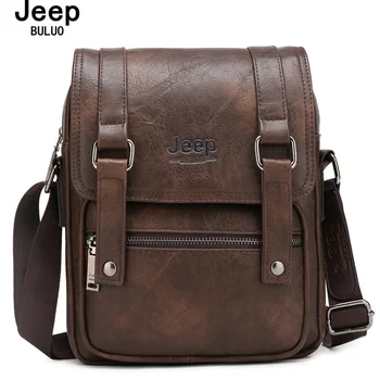 Многофункциональные мужские сумки JEEP BULUO, высококачественная Деловая кожаная сумка через плечо для iPad, мужская сумка-мессенджер