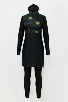 Модный дизайн с цветным принтом, Купальная шапочка в консервативном арабском стиле для Дайвинга, серфинга, Солнцезащитный костюм для плавания