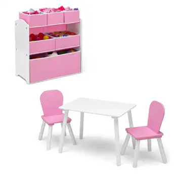 Набор для игровой комнаты для малышей из 4 предметов - включает игровой столик и органайзер для игрушек