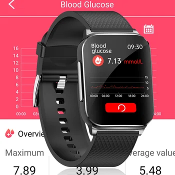 Новые Неинвазивные Смарт-часы для измерения уровня глюкозы в крови, ЭКГ, PTT, Мужские 1,83 