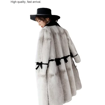 Новые пальто из бархатной куницы, Мех норки, Цельная женская шуба средней длины для молодых