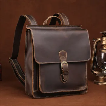 Новый мужской рюкзак, кожаный винтажный рюкзак, сумка формата А4, кожаная мужская сумка с вертикальным верхом