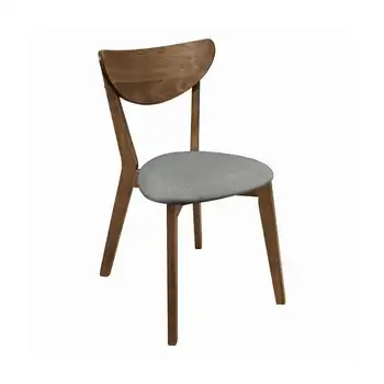 Обеденные стулья с мягкой обивкой серого цвета и натурального ореха (комплект из 2) Рабочий стул Стул для обеденного стола Акриловый скандинавский стул Металлический стул 