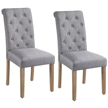 Обеденный стул Parson с хохлатой обивкой и Высокой спинкой, Комплект из 2 предметов, Серый