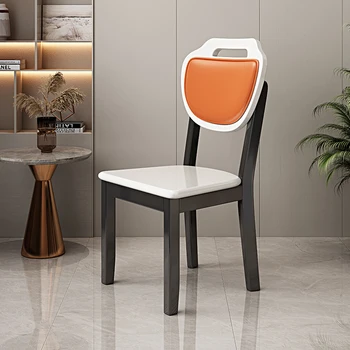 Обеденный стул из цельного дерева, легкий роскошный мягкий стул, модный удобный простой современный домашний стул со спинкой, табурет, компьютерный стул