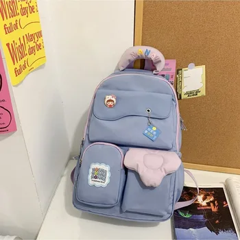 Подростковые школьные сумки для девочек, рюкзак, женский милый школьный рюкзак для учащихся среднего звена, повседневная кампусная нейлоновая сумка для книг, корейский рюкзак