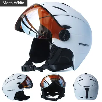 Полуприкрытый защитный лыжный шлем, профессиональные цельнолитые спортивные шлемы для катания на лыжах и сноуборде с защитными очками, защитное снаряжение