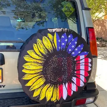Реальное изображение, американский флаг в виде подсолнуха, Крышка запасного колеса в виде американского флага, Автомобильные аксессуары в виде подсолнуха, крышка запасного колеса