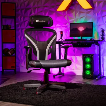 Сетчатое игровое кресло X Rocker Voyage, черное офисное кресло, кресло с откидной спинкой, офисная мебель