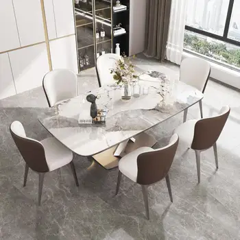 Скандинавская минималистичная кухонная мебель, Легкий Роскошный Мраморный обеденный стол, 6 Стульев, Обеденный стол, Кухонная мебель Mesa