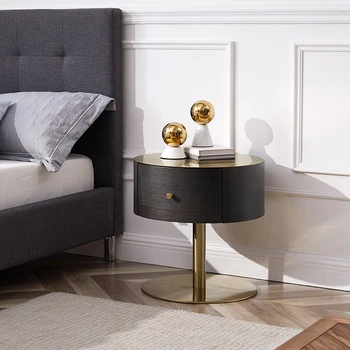 Современный прикроватный столик в роскошном стиле из нержавеющей стали Уникальный дизайн для домашней мебели Круглые тумбочки