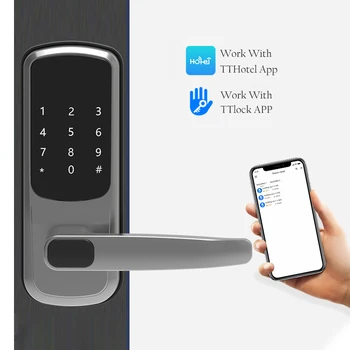Стандартная Деревянная дверь США с одинарной защелкой, Цилиндрический Беспроводной Bluetooth TTlock, приложение Smart Door Handle Lock Для квартир и отелей