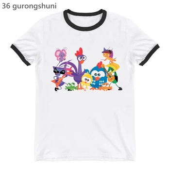 Футболка для мальчиков/девочек, забавная футболка Contos CláSsicos Com A Galinha Pintadinha, футболка с мультяшным принтом, Летняя детская футболка, топы с короткими рукавами