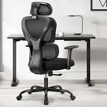 Эргономичный офисный стул, стул для домашнего стола, удобный рабочий стул с дышащей сеткой, высокая спинка, толстая подушка, компьютерный стул с подголовником